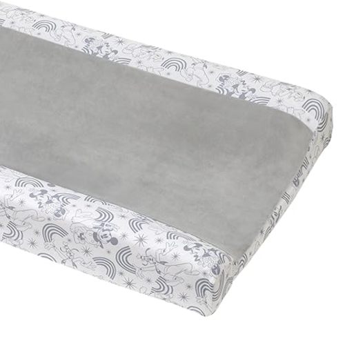 Disney Mickey and Friends Grey and White Pluto, Goofy, and Rainbows Super Soft Changing Pad Cover