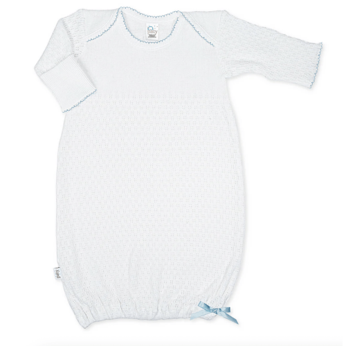 White/Blue Overlap Shoulder Gown - Paty #115