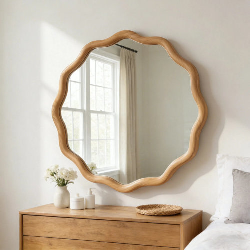 Bohemian Round Wood Framed Decorative Wall Mirror | Wayfair