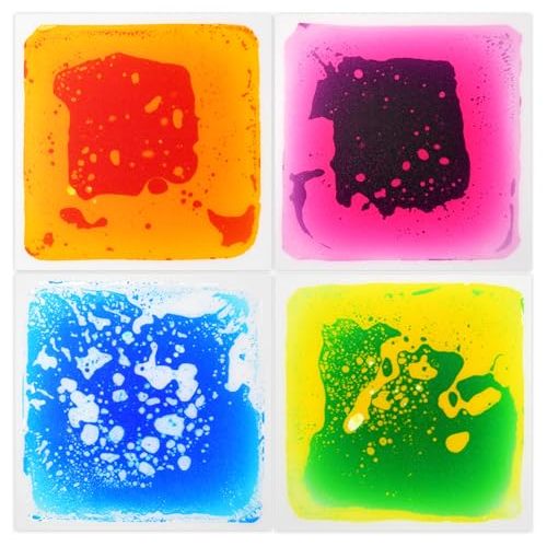 Liquid Sensory Floor Tiles 12 x 12 Set of 4 for Kids Playrooms & Schools | Interactive Liquid Motion Sensory Tiles for Classrooms, Autism Therapy, Playrooms, Daycare and Preschool Learning
