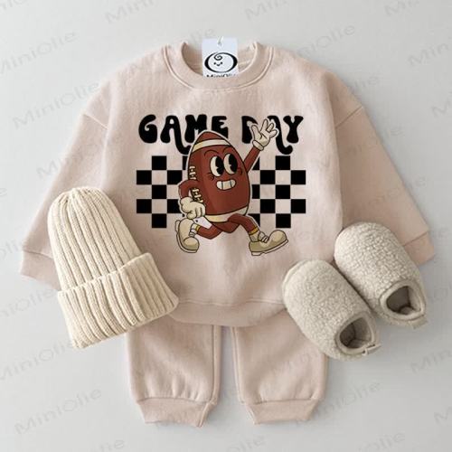 GAME DAY Baby Check Football 2-piece Beige Set