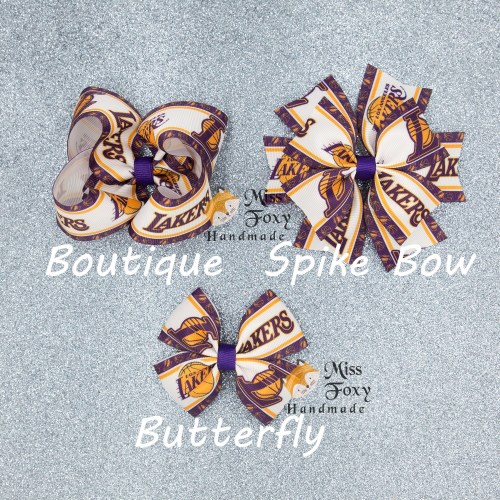 Los Angeles Lakers Basketball Hair Bow | Toddler Hair Bows | Girls Hair Bow | Baby Headband | Spike Bow | Butterfly | Sport Team Hoop