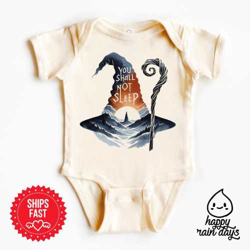 You Shall Not Sleep Halfling Onesie®, Cute Personalized Gift for Baby Shower, Announcement Pregnancy, Fantasy Bodysuit, Rings Gift, Lord