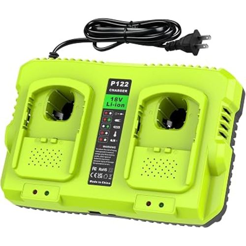 Abeden Replace Ryobi 18V Battery Charger,P117 Dual-Port Rapid Charger for Ryobi 12V-18V One+ Lithium Battery P100 P102 P103 P105 P107 P108 P190 PBP005 PBP006 PBP2005