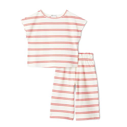 Amazon Essentials x Sofia Grainge Toddlers and Baby Girls' Cotton Pique Short Sleeve T-Shirt & Pants Play Set