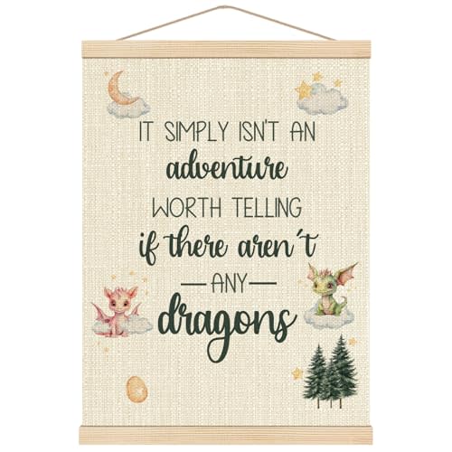 Boat Wades Dragon Nursery Decor Wooden Poster Hangers, Nursery Wall Decor, Kids Room Decor, Boys Room Wall Decoration,16x24 Inch
