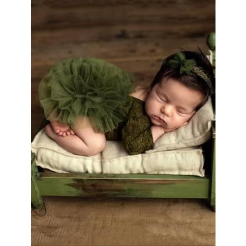 Newborn Photography Outfits Girls Baby Photo Props Lace Romper & Headress