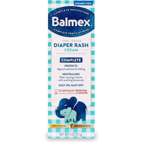 Balmex Complete Protection Baby Diaper Rash Cream with Zinc Oxide + Soothing Botanicals, 4 Ounce