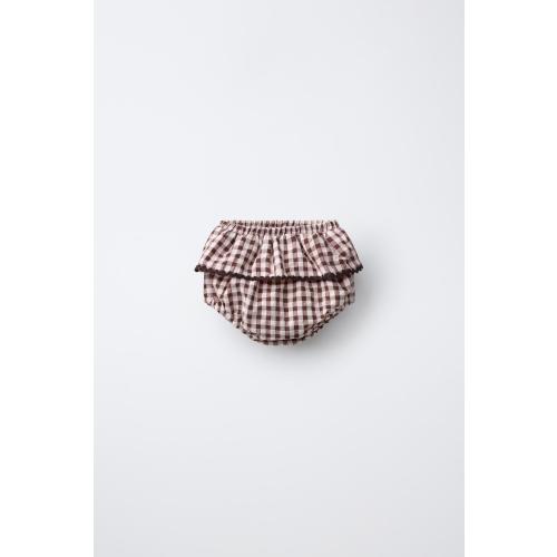GINGHAM RUFFLED PANTIES - Brown | ZARA United States