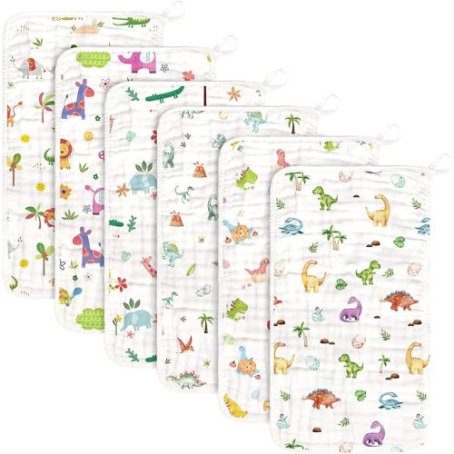 Baby Burp Cloths Muslin Washcloths 6 Pack Cotton Burp Rags for Kids