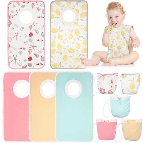 Newwiee 5 Pcs Large Towel Bibs for Baby Toddler, Soft Pullover Absorbent Cotton Full Cover for Drooling & Feeding