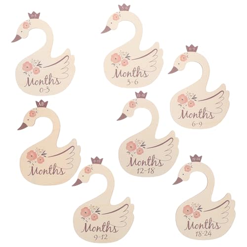 Cabilock Wooden Baby Closet Dividers Swan Decor 7pc Boys and Girls Hanger Divider for Boys Girls