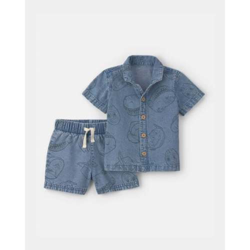 Baby Boy 2-Piece Pixar© Toy Story Chambray Short-Sleeve Top & Short Set - Medium Wash | Carter's