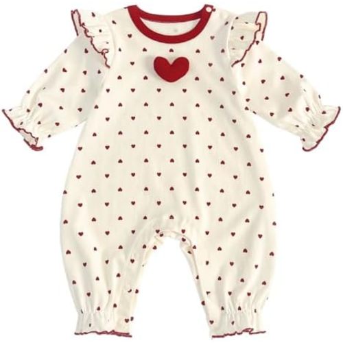 My First Valentines Outfit Baby Girl Long Sleeve 3D Heart Jumpsuit Romper Photoshoot Baptism Birthday Clothes