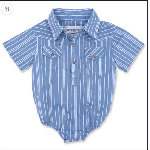 Vintage Blue Stripe Short Sleeve Pearl Snap Onesie – Cowkid Clothing Company