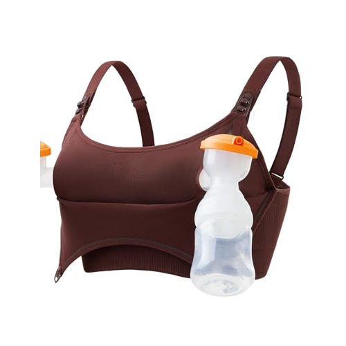 Pumping Bra Hands Free Seamless Comfort PatentedClasps Nursing and Pumping Bra in One Breast Pump Bra All Day Wear