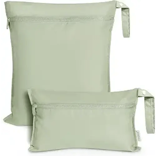 haakaa Waterproof Wet Bags for Baby Wet Dry Bags for Cloth Diaper, Swimsuit & Travel, 2pcs, Grass