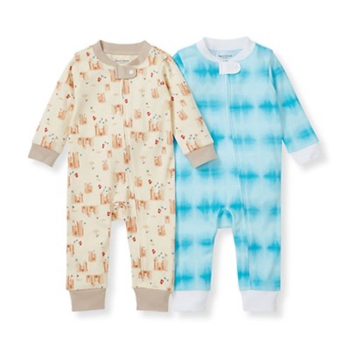 2-Pack Sandy Castles & Printed Tie Dye Footless Sleep & Play Baby PJs