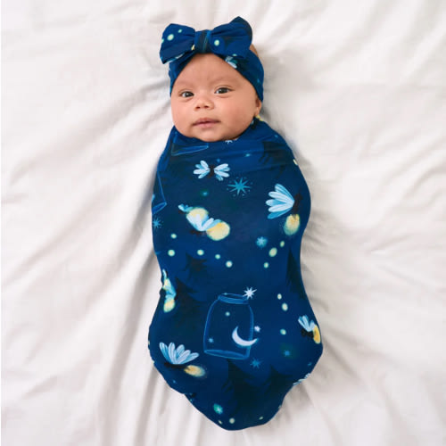 Firefly Glow Swaddle & Luxe Bow Headband Set | Little Sleepies