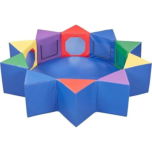 ECR4Kids SoftZone Wall of Mirrors Activity Center and Play Mat, Sensory Toy, Assorted, 3-Piece