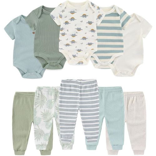 Baby Bodysuit and Pant Set Summer Ribbed Mix Match Infant Boy Girl Clothes Outfits