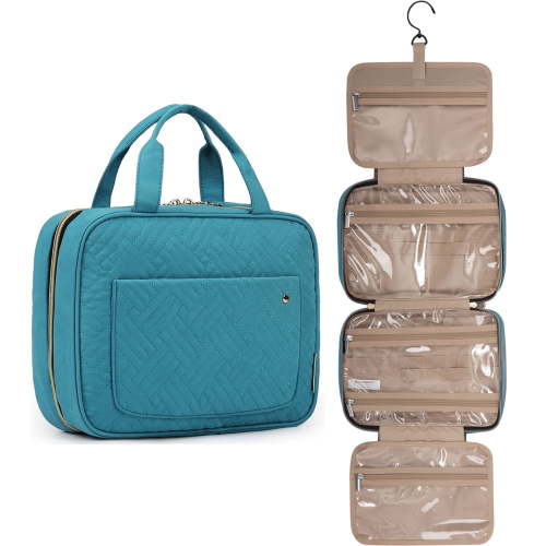 BAGSMART Large Size Toiletry Bag Travel Bag with Hanging Hook, Water-resistant Makeup Cosmetic Bag Travel Toiletries Organizer for Women Men, Full Sized Container, Teal