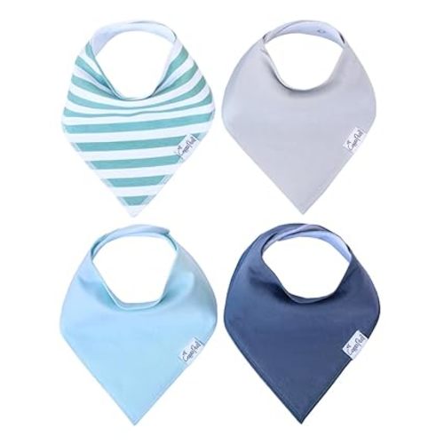 Copper Pearl 4 Pack Soft Cotton Baby Bibs for Drooling and Teething, Absorbent Drool Bibs for Baby Girl and Boy, Adjustable to Fit Newborns to Toddlers, Tons of Styles (Oxford)