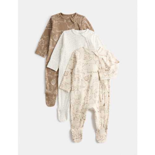 3 Pack Cotton Rich Safari Sleepsuits (6lbs 3oz-3 Yrs)