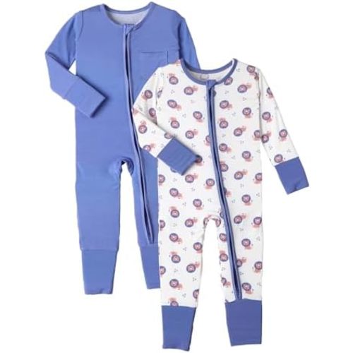 OPAWO Viscose from Bamboo Baby Pajamas Girl 2pack Mittens Cuff 2 Way Zipper Soft Footless Sleeper Baby Boy One-Piece Romper