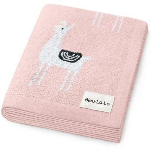 Bleu La La 100% Luxury Cotton Knit Swaddle Receiving Blanket for Blanket for Newborn and Infant Boys and Girls - Llama - Pink