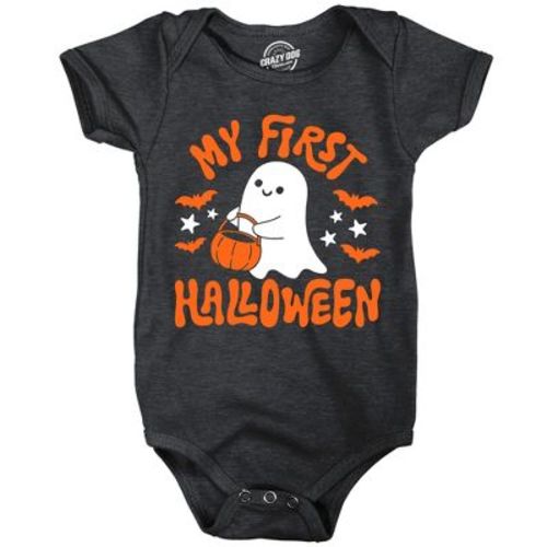 My First Halloween Baby Bodysuit Funny Jumper For Infants - Crazy Dog Baby Bodysuit For Halloween Season Black 12 Months