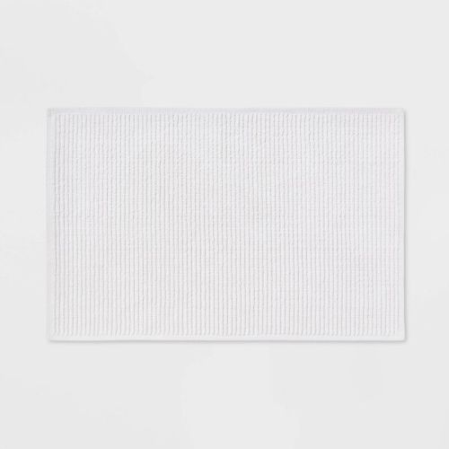 20"x30" Performance Plus Bath Rug Solid White - Threshold™: Woven Cotton, Low Pile, Machine Washable, OEKO-TEX Certified