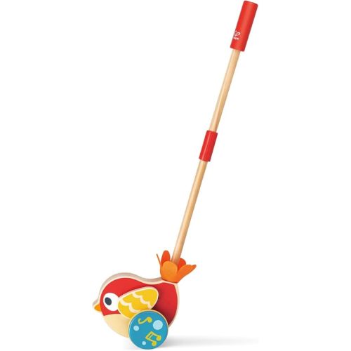 Hape Lilly Musical Push Along | Wooden Push Along Baby Walking Bird, Playful Kids Toy with Detachable Stick, Multicolor, 22.05 Inch