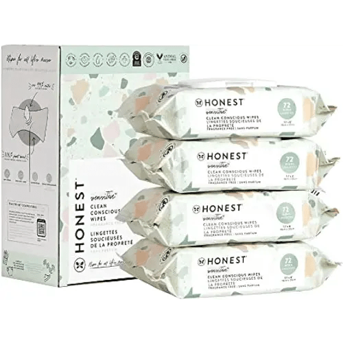 The Honest Company Clean Conscious Multi-Use Wipes, Unscented Hypoallergenic Baby Wipes for Sensitive Skin, 99% Water Plant-Based Compostable Wipes, Geo Mood, 288 Count