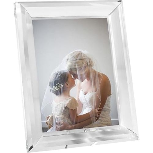 Crystal 5x7Inch Picture Frame, Wedding Frame Tabletop Display, Display Pictures 5'' x 7'', Comes with Gift Box