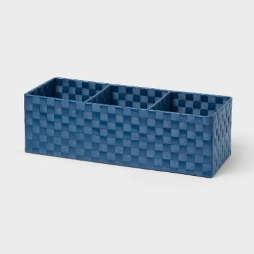 Woven Plastic 3 Compartment Bin Navy - Brightroom™