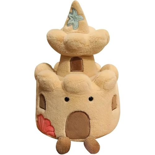 Sand Castle Plush Toy, 9.8 Inch Cute Stuffed Animal, Soft Plushie Toy for Kids, Funny Beach Themed Room Decor, Cute Birthday Gift for Boys Girls