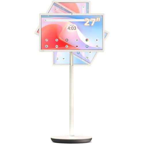 KTC MegPad 27 Inch Portable Screen TV - 1080P Touch Screen Monitor on Wheels with 8MP Camera, Compatible with Google TV, Android 14, QC 8G RAM+128G Storage, 9500mAh Battery, Remote Control