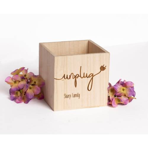 Unplug Phone Box Crate - Wood Cell Phone Holder