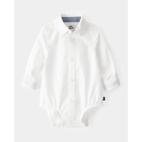Baby Boy Long-Sleeve Button-Down Bodysuit - White - OshKosh B'gosh | Carter's