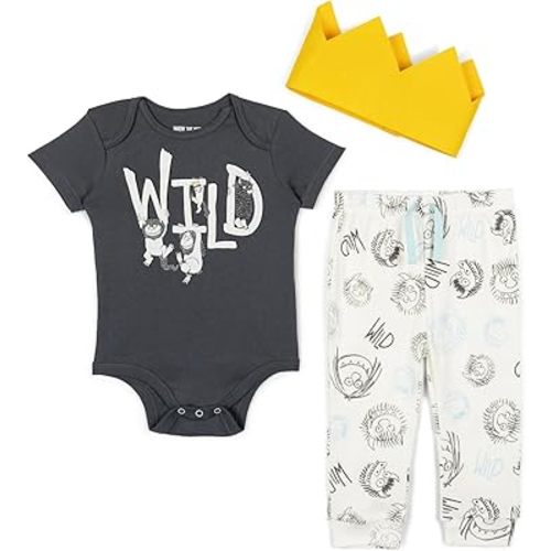 WARNER BROS. Where the Wild Things Are Max Baby Bodysuit Pants and Hat 3 Piece Outfit Set Newborn to Infant