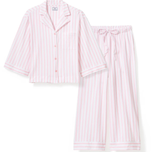 The Olivia Wide Leg Pima Pajama Set in Pink Stripe