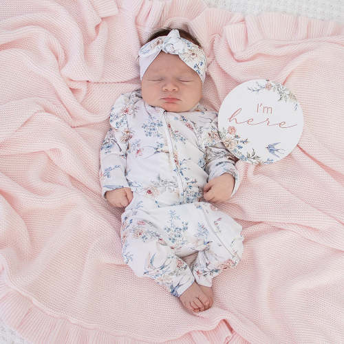 Sweet Swallows Organic Snugglesuit Convertible Romper with Frill