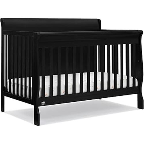 Delta Children Simmons Kids Carter 6-in-1 Convertible Crib - Greenguard Gold Certified, Black Ebony