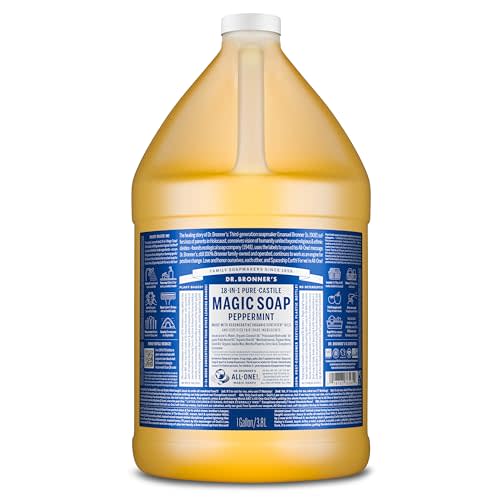 Dr. Bronner's Peppermint Pure-Castile Liquid Soap, Bulk Refill, 1 Gallon | 18-in-1 Uses: Body Wash, Hand & Dish Soap, Shampoo, Face, Laundry, Cars, Pets, Floors - Natural & Organic Oils - Concentrated