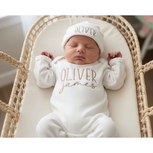 Personalized Embroidered Baby Romper, Custom Newborn Coming Home Outfit