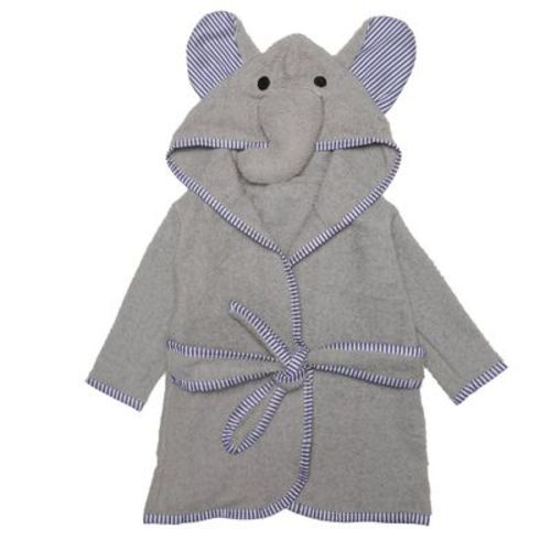 Everyday Kids 3D Gray Elephant Hooded Robe – Soft Terry, Gender-Neutral Baby Bath Essential with Ears & Trunk for Boys & Girls, Size 0–9 Months