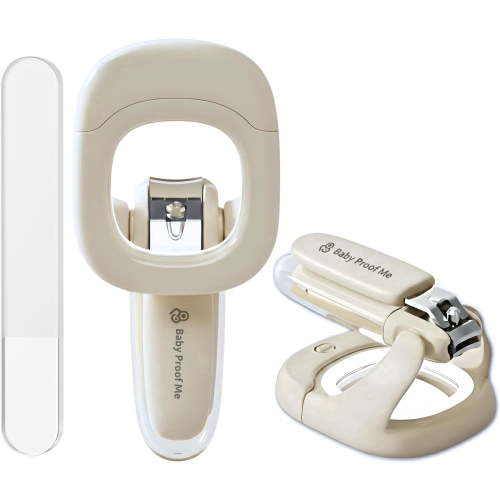 Baby Proof Me Baby Nail Trimmer and File Set, Baby Nail Clippers with Catcher, LED Light, and Magnifier, White