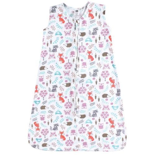 Hudson Baby Infant Girls Cotton Sleeveless Wearable Sleeping Bag, Sack, Blanket, Woodland Fox, 6-12 Months