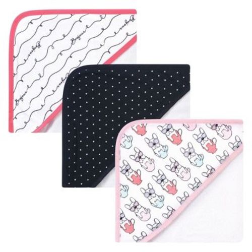 Hudson Baby Infant Girls Cotton Rich Hooded Towels, Bonjour, One Size